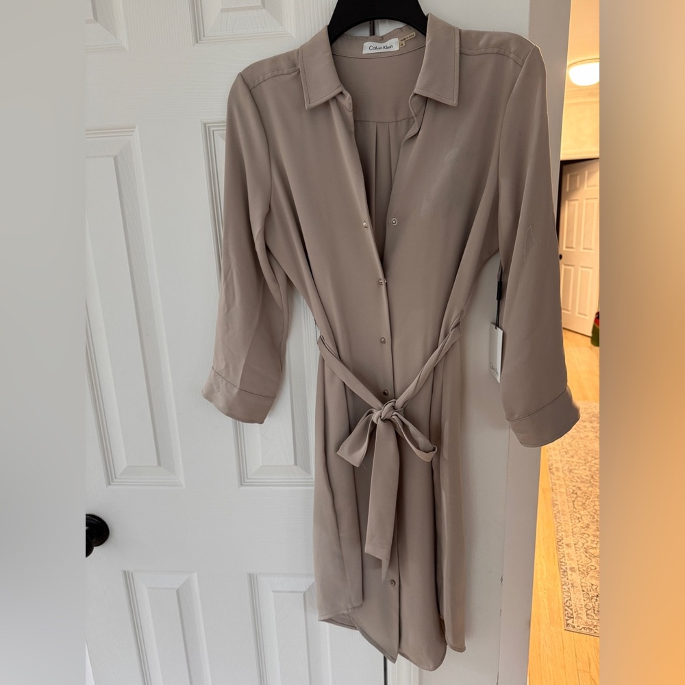 Calvin Klein Button Up Tie Dress